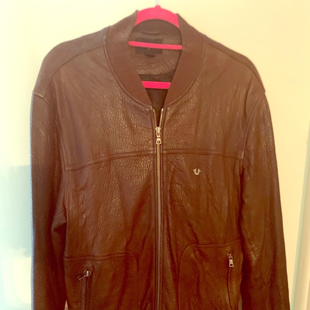 Genuine leather true religion jacket